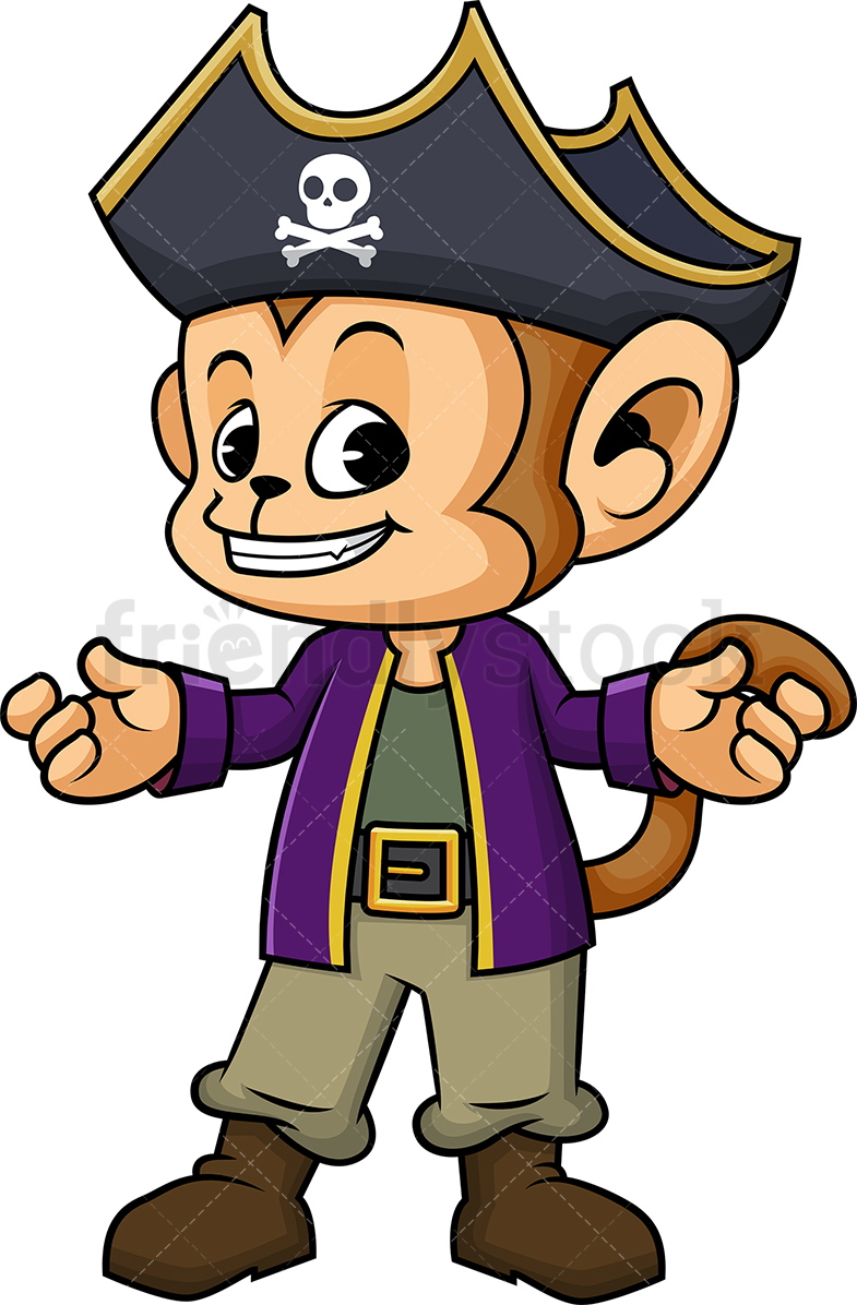 785x1196 Monkey Pirate Cartoon Clipart Vector