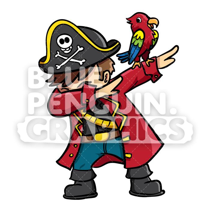 700x700 Pirate Dabbing Vector Cartoon Clipart Illustration Blue Penguin