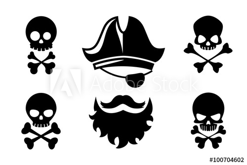 500x334 Pirate Head Vector Icons With Skull And Crossed Bones Hat