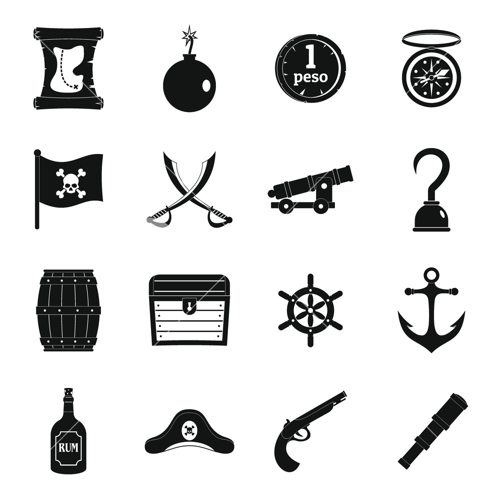 1000x1000 Pirate Icons Set Simple Illustration Of Pirate Vector Icons