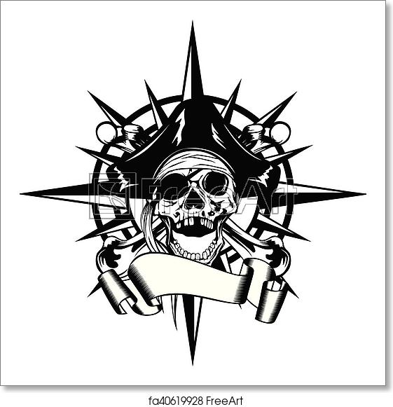 561x581 Free Art Print Of Windrose And Pirate Vector Illustration Wind