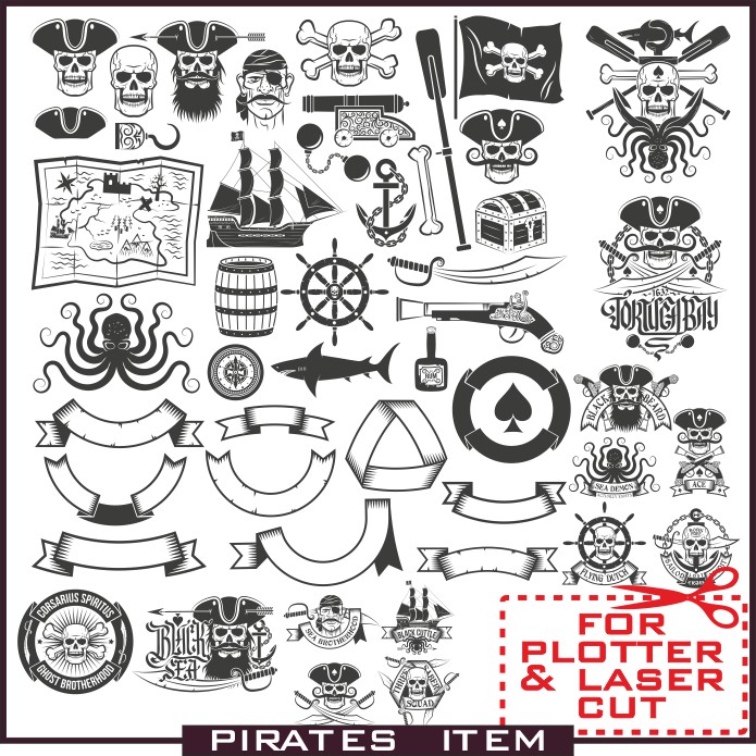 695x695 Pirates Emblem Download Vector Images For Plotter Cutting