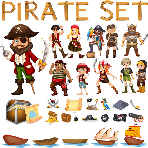 488x486 Cartoon Pirate Design Vectors Set Free Vector In Encapsulated