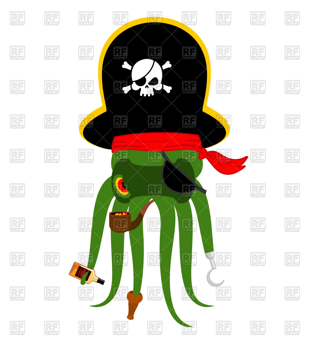 1107x1200 Octopus Pirate Cartoon Character Vector Image Of Conceptual