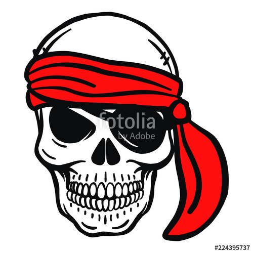 500x500 Bad Vector Of Human Pirate Skulls Tattoo Motive, Colorful, Red