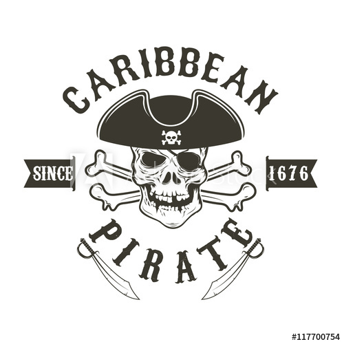 500x500 Caribbean Pirate Pirate Skull In Admiral Headdress And Swords