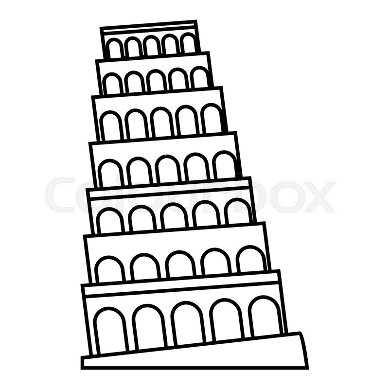 800x800 Leaning Tower Of Pisa Icon Outline Stock Vector Colourbox