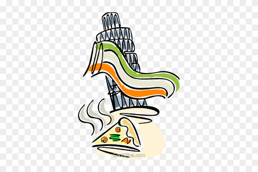 840x560 Tower Of Pisa With Slice Of Pizza Royalty Free Vector