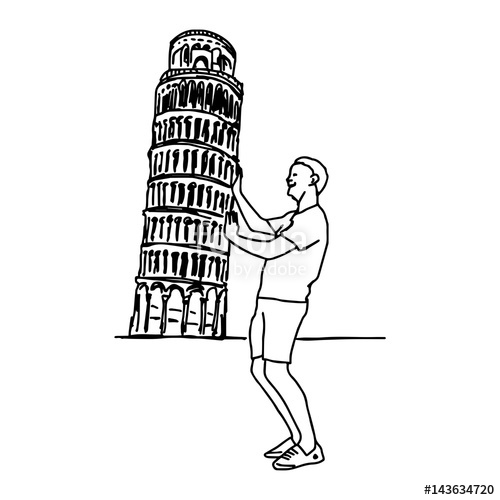 500x500 Tourist Push Leaning Tower Of Pisa