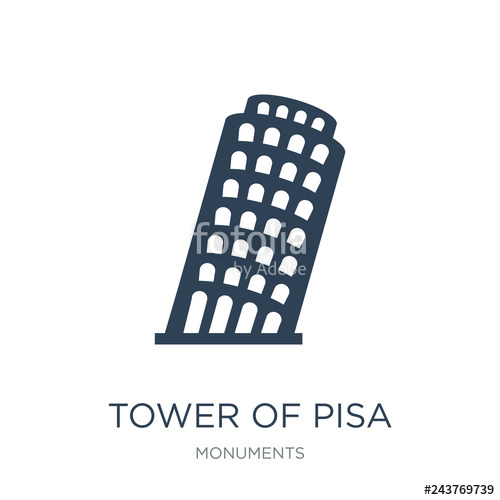 500x500 Tower Of Pisa Icon Vector On White Background, Tower Of Pisa Tre