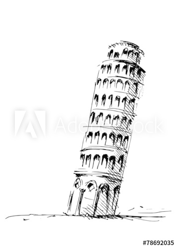 357x500 Hand Sketch Leaning Tower Of Pisa Vector Illustration