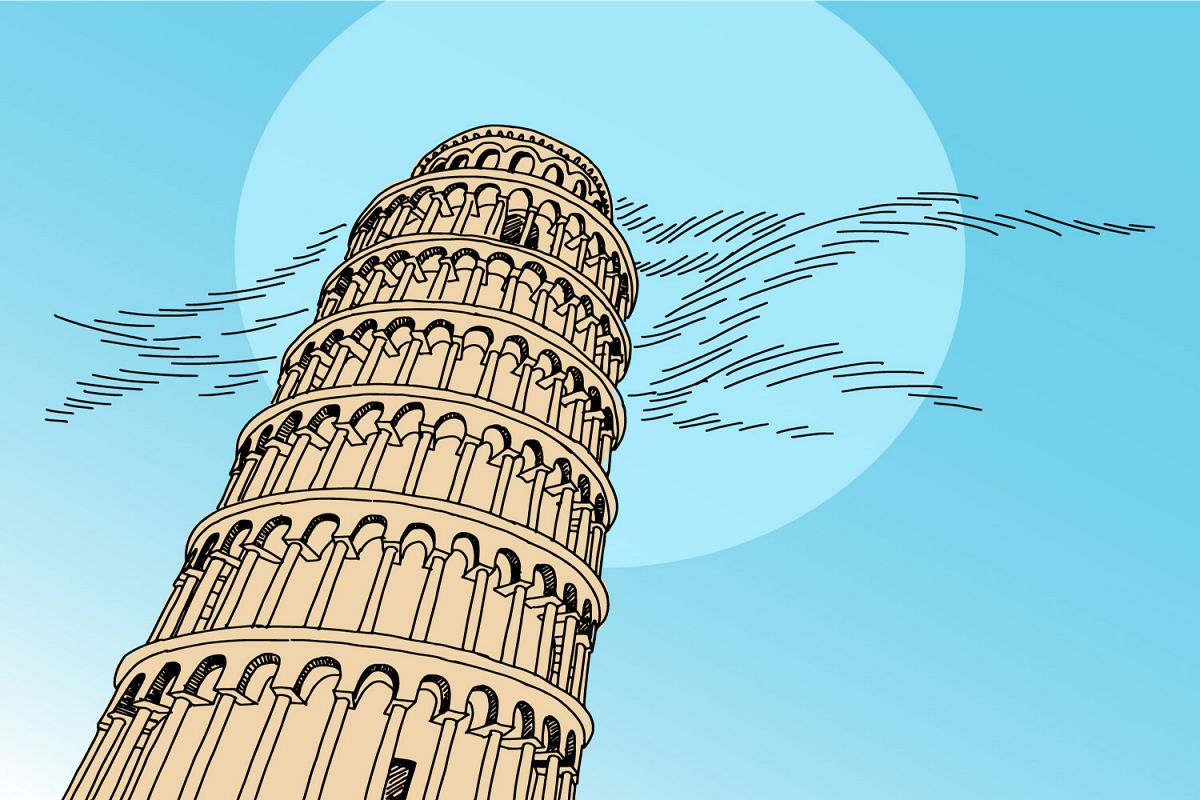 1200x800 Italy Pisa Tower Hand Drawing Illustration Vector
