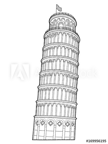 375x500 Leaning Tower Of Pisa Vector Illustration Hand Drawn Cartoon Art