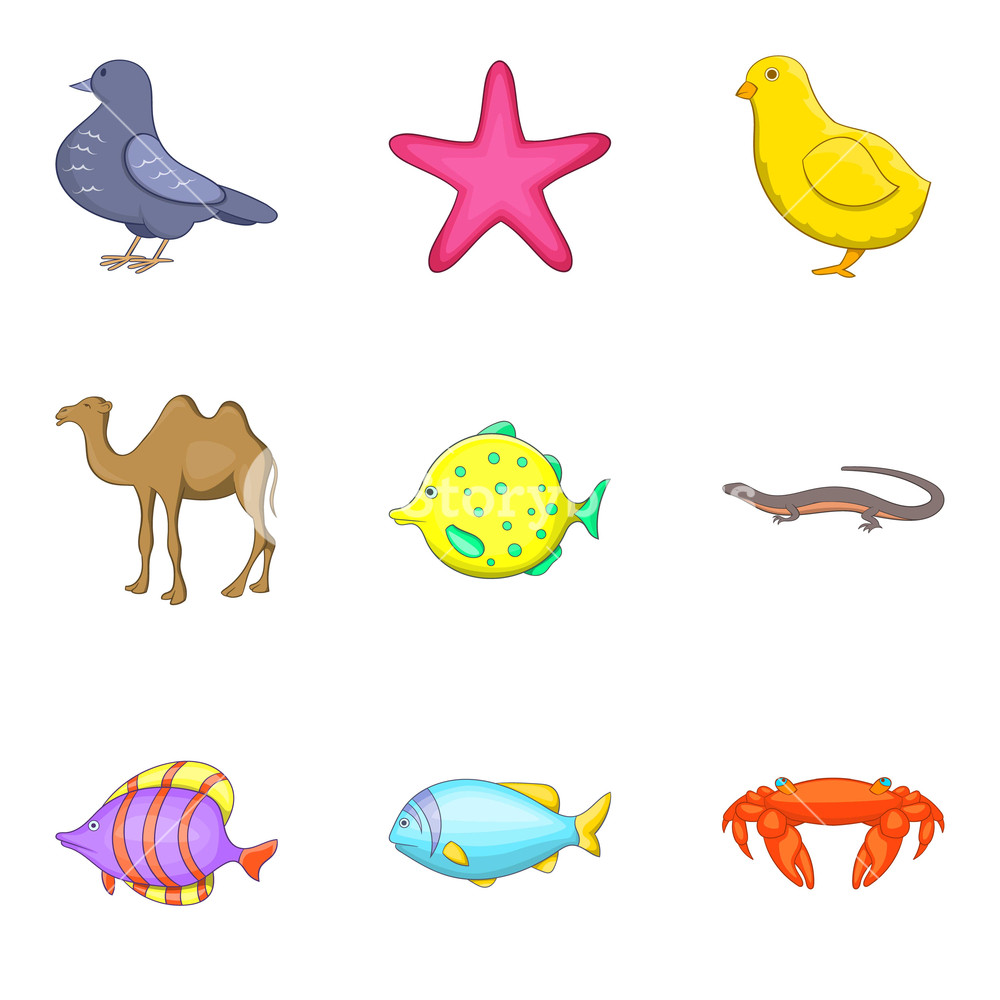 1000x1000 Pisces Icons Set Cartoon Set Of Pisces Vector Icons For Web