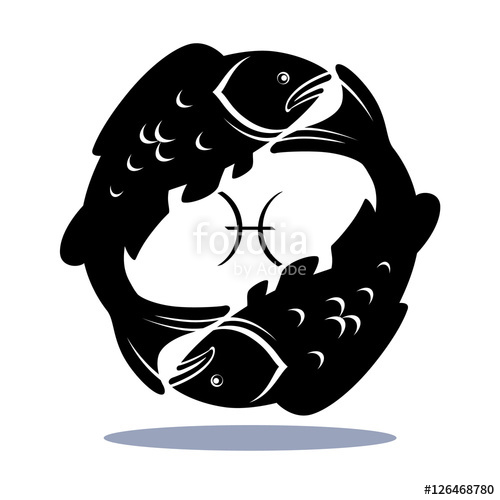 500x500 Sign Pisces Zodiac Horoscope, Illustration, Silhouettes Of Two