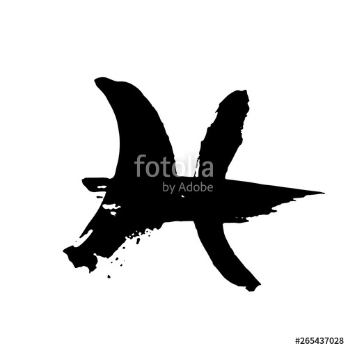 500x500 Zodiac Sign Pisces Vector Dry Brush Illustration Isolated