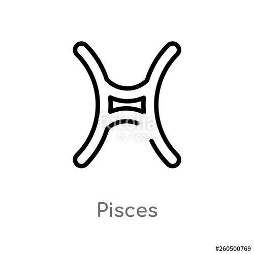500x500 Outline Pisces Vector Icon Isolated Black Simple Line Element