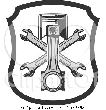 450x470 Clipart Of A Piston And Wrench Shield Design