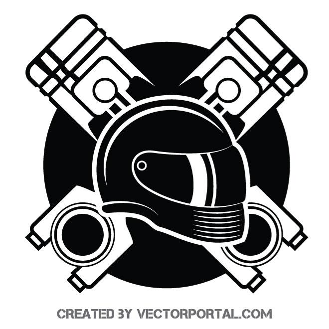660x660 Helmet And Pistons Vector Clip Art