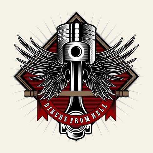 490x490 Biker Power Piston With Wings On Light Background Design Element