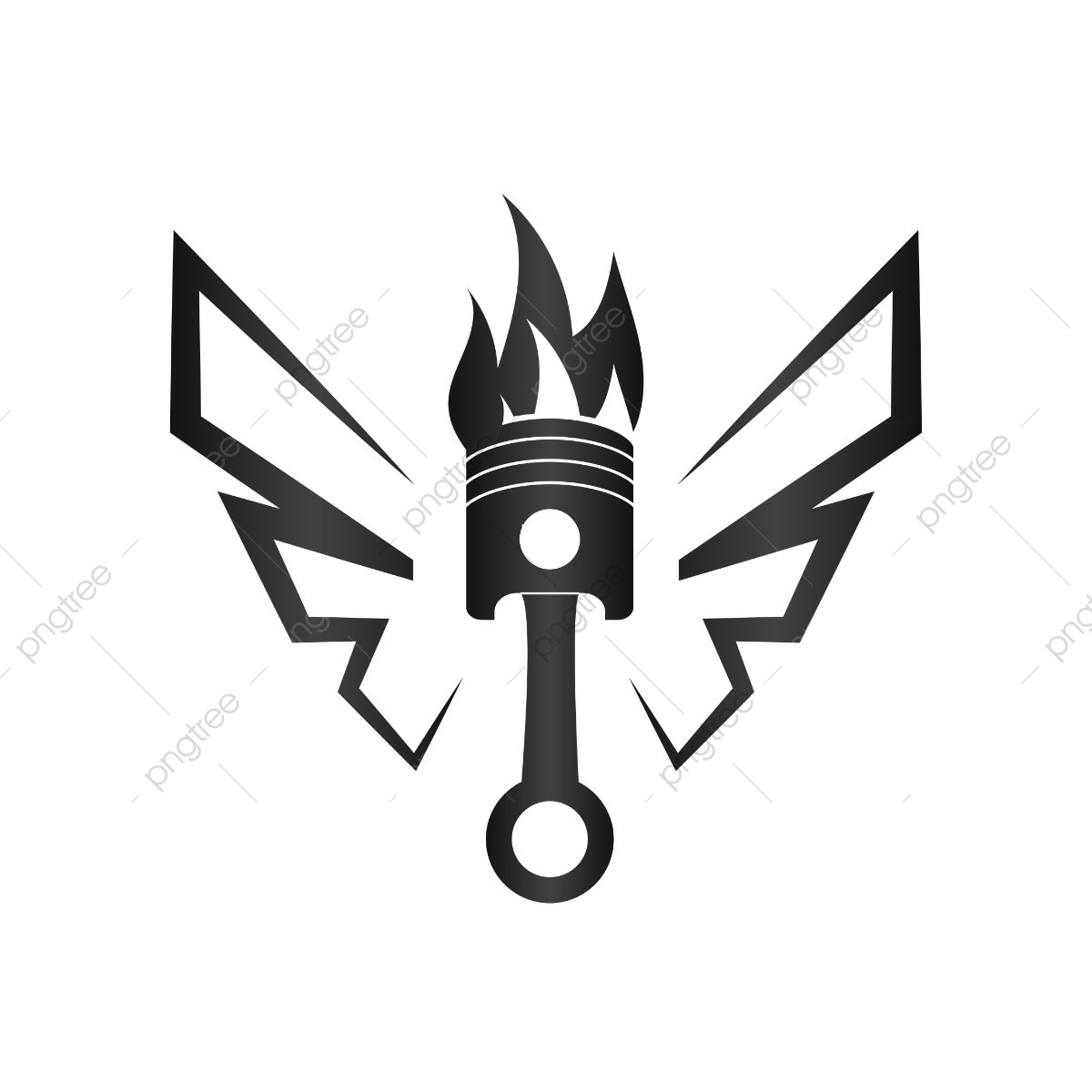 1200x1200 Piston With Abstract Wing Automotive Logo Design Template Vector