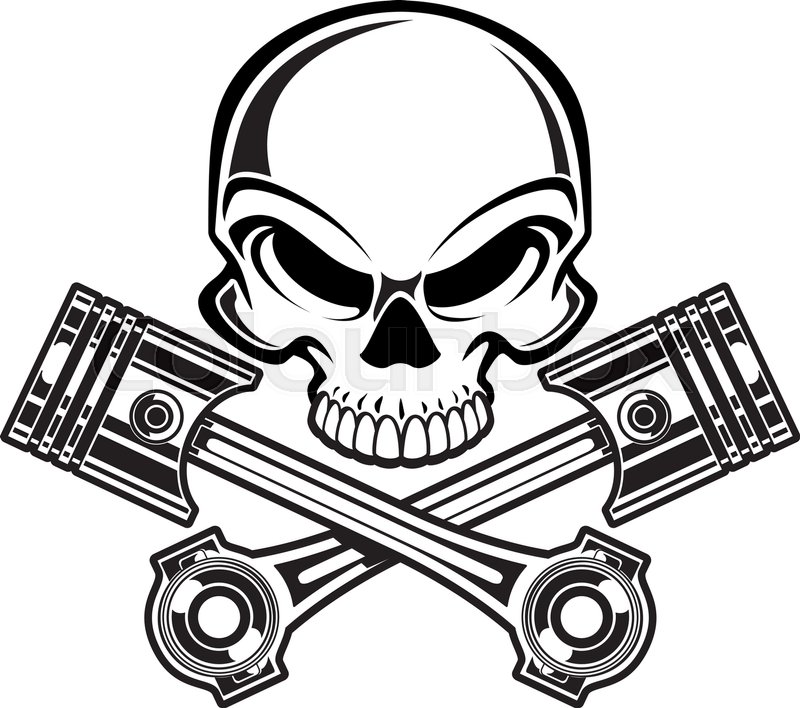 800x708 Skull With Crossing Engine Pistons Stock Vector Colourbox
