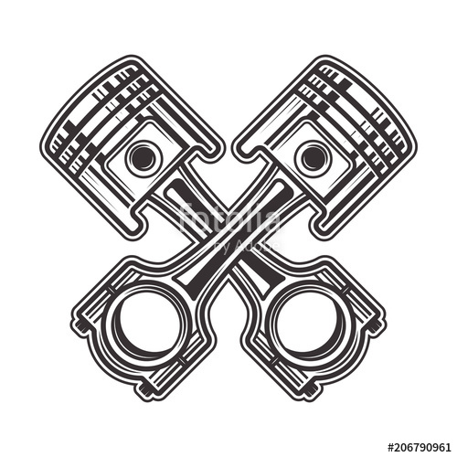 500x500 Two Crossed Pistons Vector Illustration Stock Image And Royalty