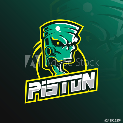 500x500 Piston Mascot Logo Design Vector With Modern Illustration Concept