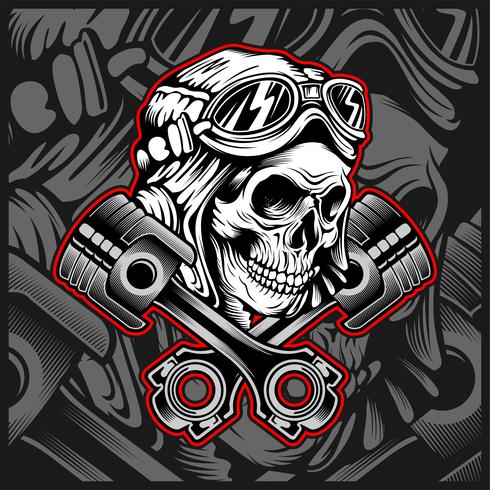 490x490 Skull Helmet With Piston Hand Drawing Vector