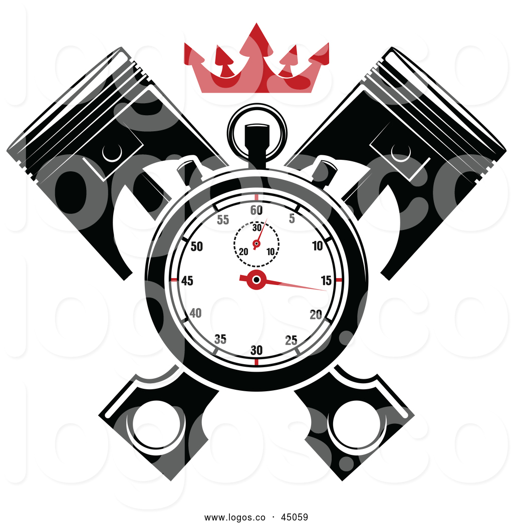 1024x1044 Vector Logo Of A Race Stopwatch Over Crossed Engine Pistons