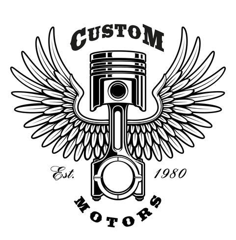 481x490 Vintage Piston With Wings On White Background