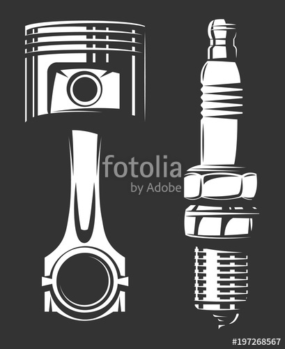 409x500 Piston And Spark Plug On Black Background Stock Image And Royalty