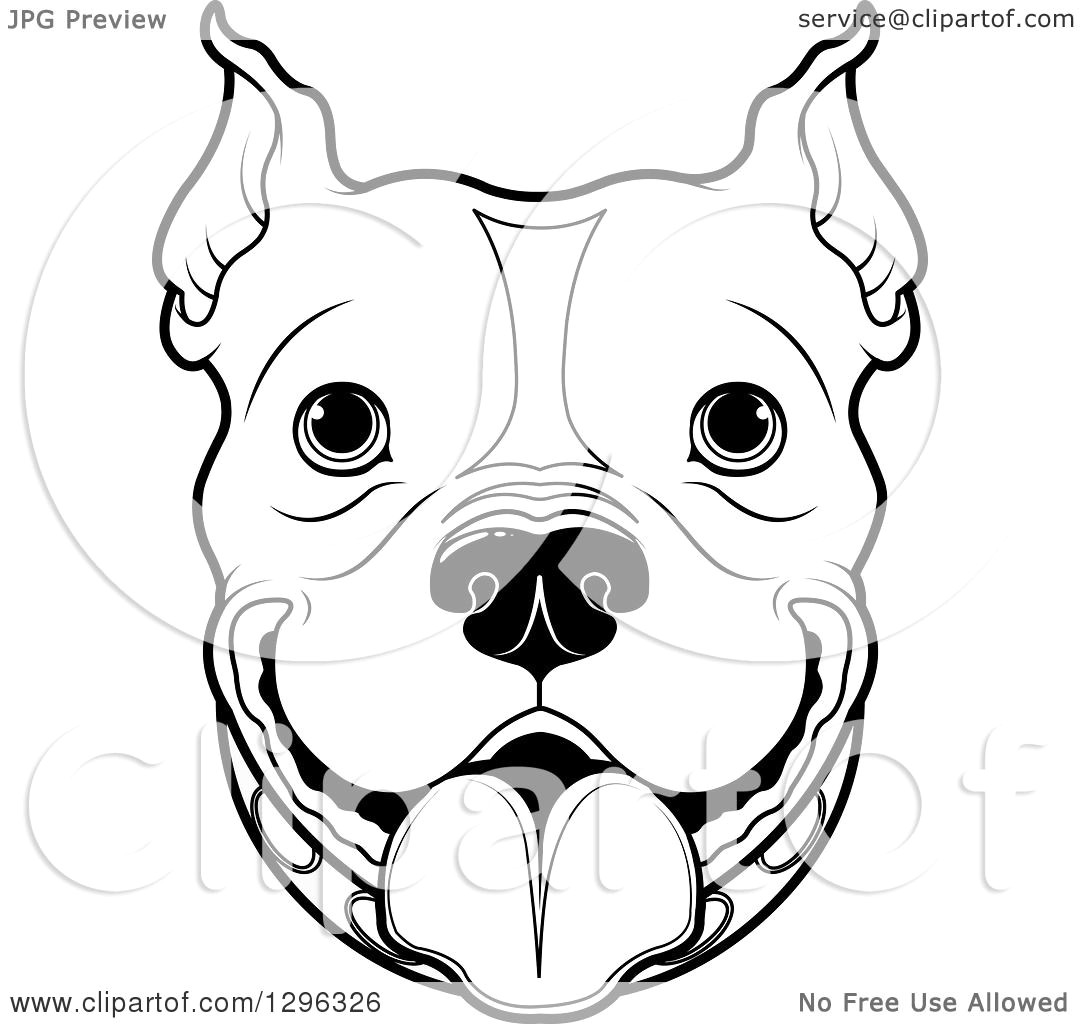Clipart Of A Black And White Happy Pitbull Dog Face Royalty Free 1080x1024 Clipart Of A Black And White Happy Pitbull Dog Face Royalty Free