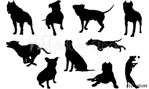 500x300 American Pit Bull Terrier Dog Cricut, Silhouette Clip