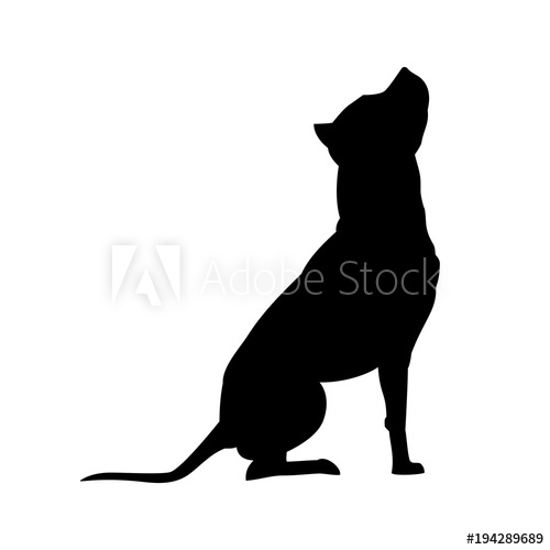 500x500 American Pit Bull Terrier Silhouette Isolated On White Background