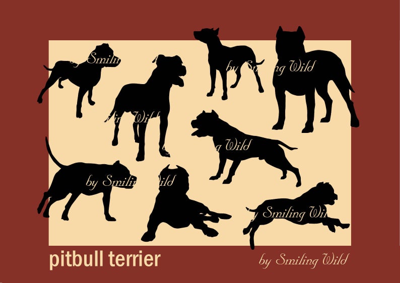 794x562 Pitbull Terrier Silhouette Png Vector Graphic Dog Etsy