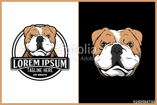 500x334 Amazing Dog Cartoon Character England Pitbull Vector Logo Template