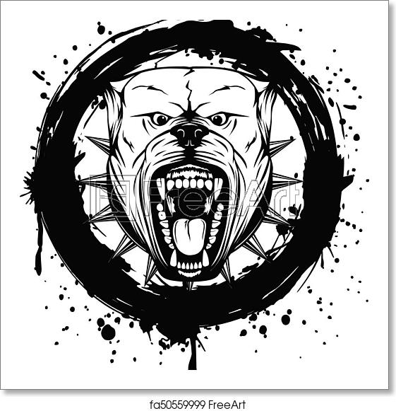 561x581 Free Art Print Of Pitbull Vector Illustration Of Aggressive