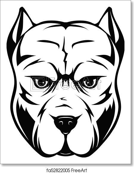 450x580 Free Art Print Of Pitbull Abstract Vector Black And White