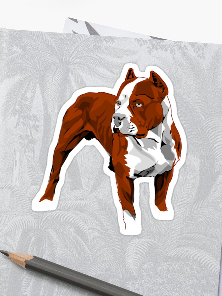 750x1000 Red Pitbull Vector Design Sticker