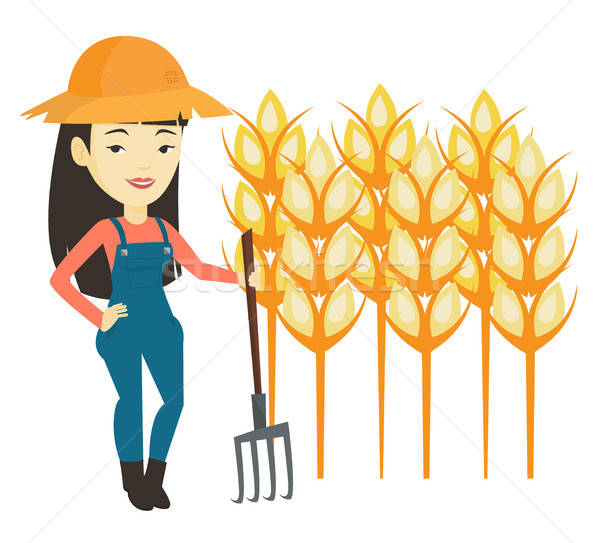 600x543 Farmer With Pitchfork Vector Illustration Vector Illustration