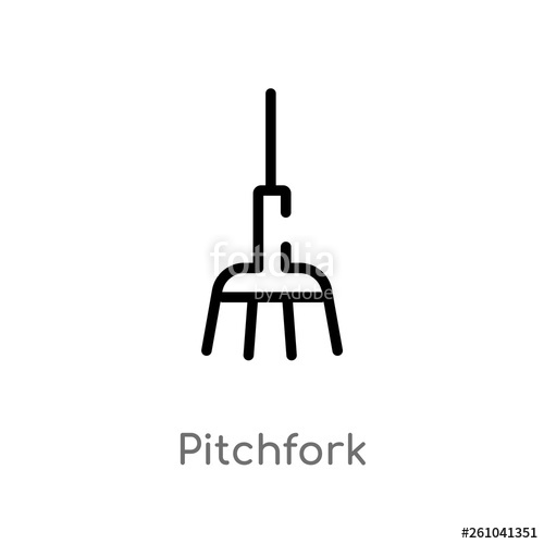 500x500 Outline Pitchfork Vector Icon Isolated Black Simple Line Element