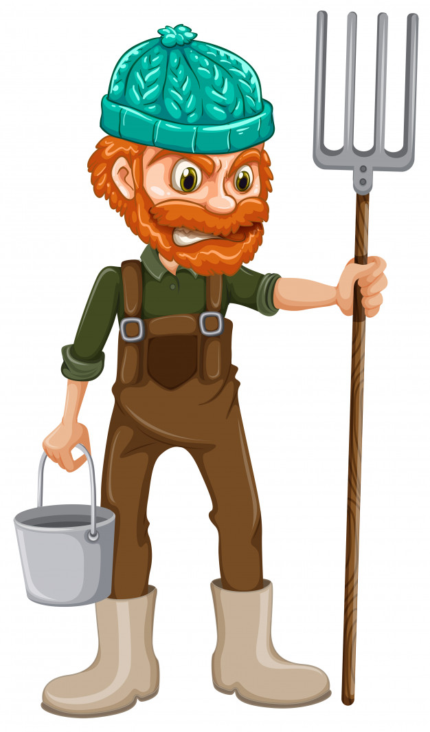 626x1064 A Farmer With Pitchfork Vector Premium Download