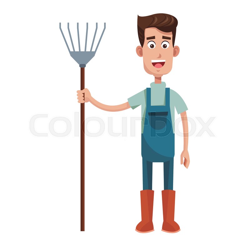 800x800 Cute Farmer Coveralls And Pitchfork Stock Vector Colourbox