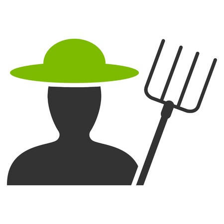 450x450 Farmer With Pitchfork Vector Icon Flat Bicolor Eco Green And Gray