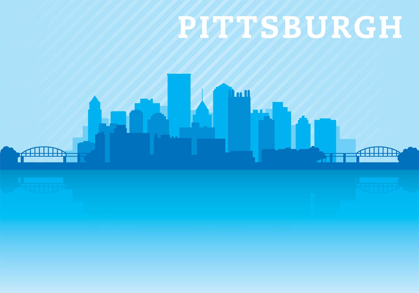 1400x980 Pittsburgh Skyline Free Vector Art