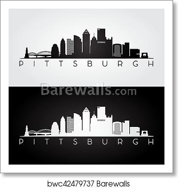 362x382 Pittsburgh Skyline Silhouette, Art Print Barewalls Posters