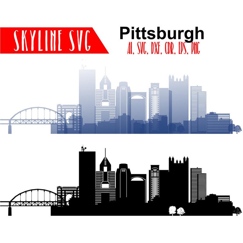 794x794 Pittsburgh Vector Skyline Pittsburgh Pennsylvania City Etsy