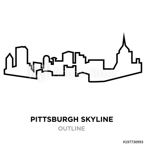 500x500 Pittsburgh Skyline Outline On White Background, Vector