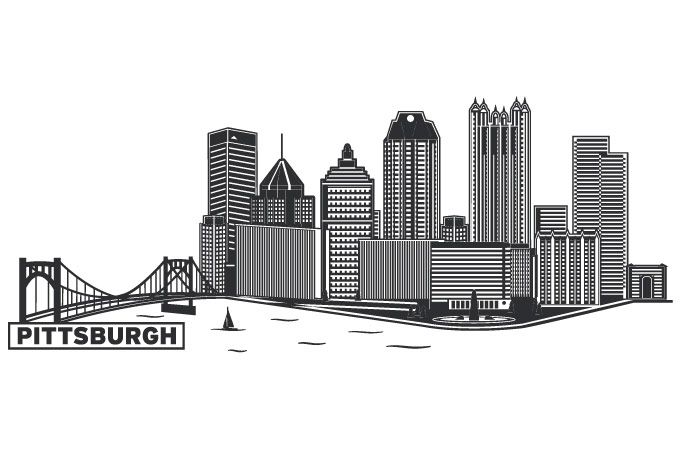 Pittsburgh Skyline Sketch Wall Decal 680x472 Pittsburgh Skyline Sketch Wall Decal
